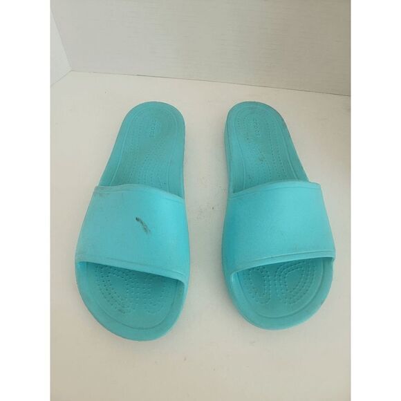 Crocs Sloane Women's Blue Slip-On Ultimate Comfort Slide Sandals Size 11 - Picture 1 of 3